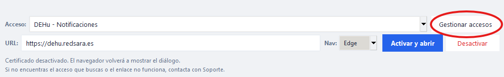 Boton Gestionar accesos
